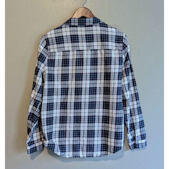 The Limited Size Large Flannel Top Womens Lightweigh Plaid Shirt Blue L Button - Picture 3 of 3